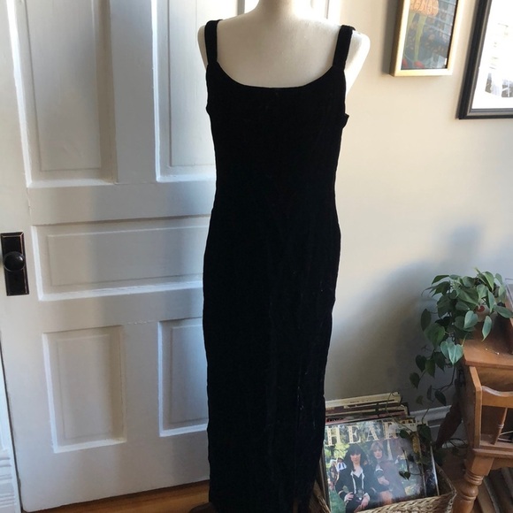 Vintage Alex Evenings Velvet Square Neck Sleeveless Tank Fitted Dress Gown - Picture 1 of 11